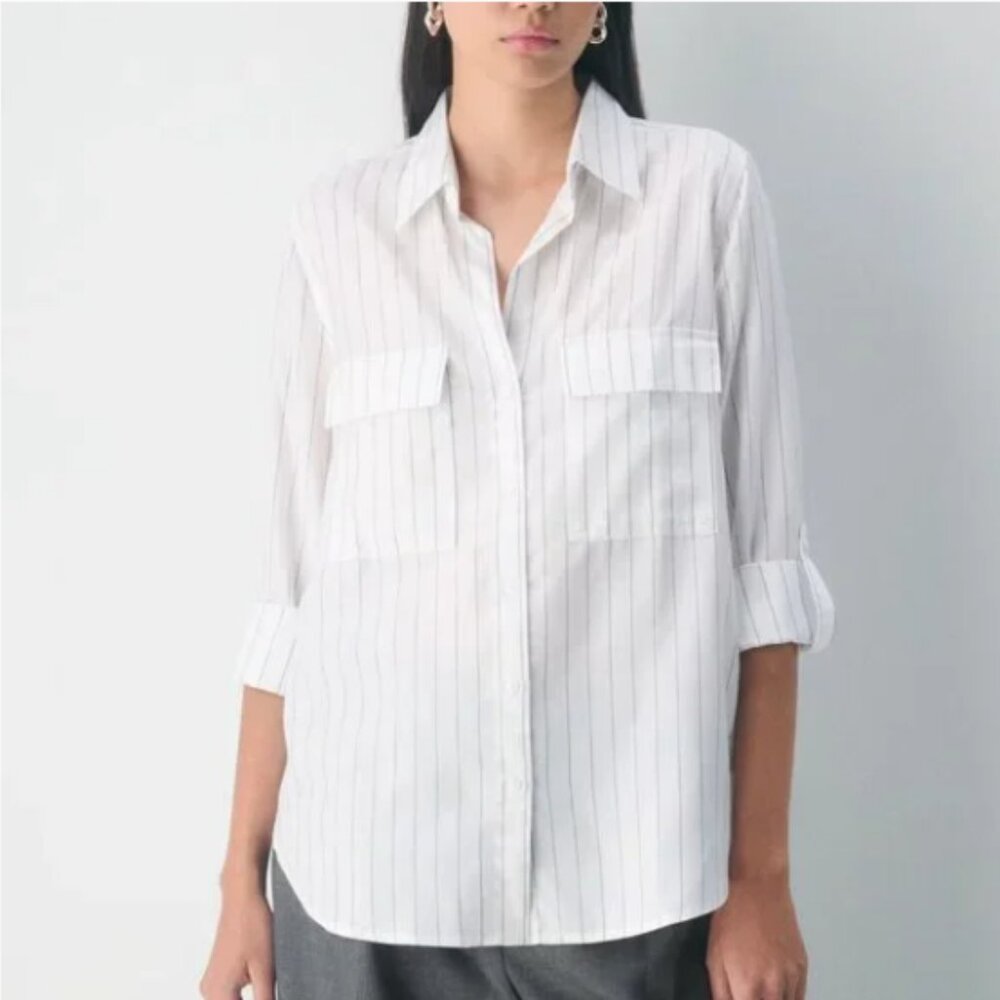 Babaton Utility Shirt (Baby blue and white pin stripped)